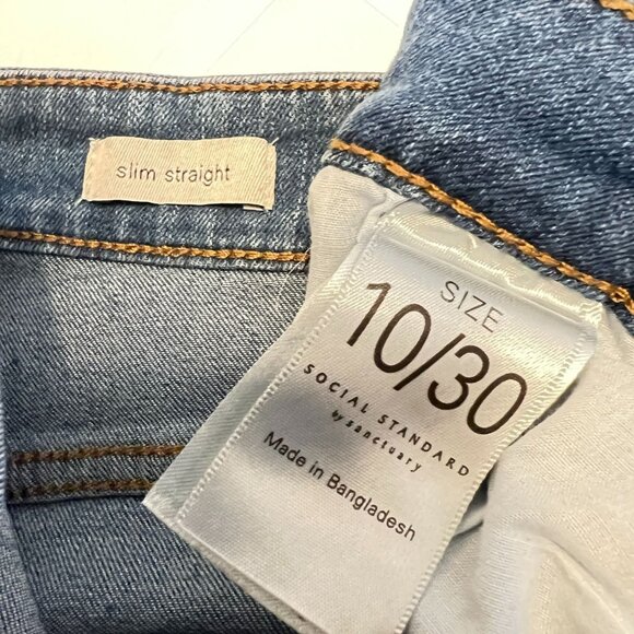 Womens Slim Straight Jeans cropped 10/30 Social Standard Denim Raw Hem 30X26" - Picture 4 of 7